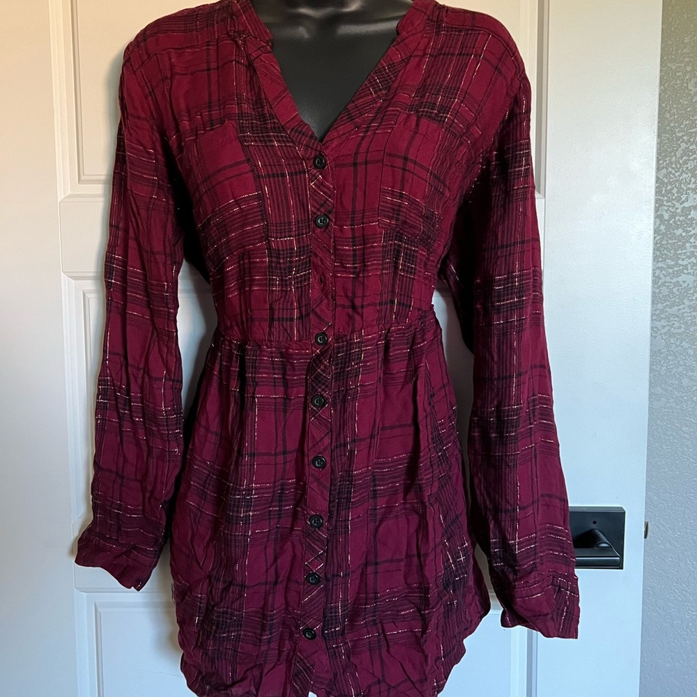 Poplin plaid tunic